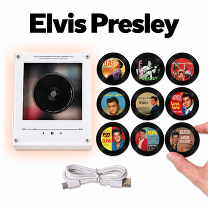 Elvis Presley MagTune Mini Vinyl Player Set – Rock 'n' Roll Gift, Elvis Presley MagTune Magnetic Music Player, Classic Music Collectible
