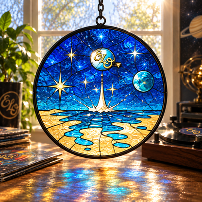 Electric Light Orchestra Suncatcher Set, 12 Stained Glass Album Window Hangings, ELO Classic Rock Music Gift
