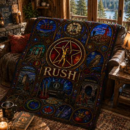 Rush Band Sherpa Blanket – Starman Stained Glass Throw Blanket