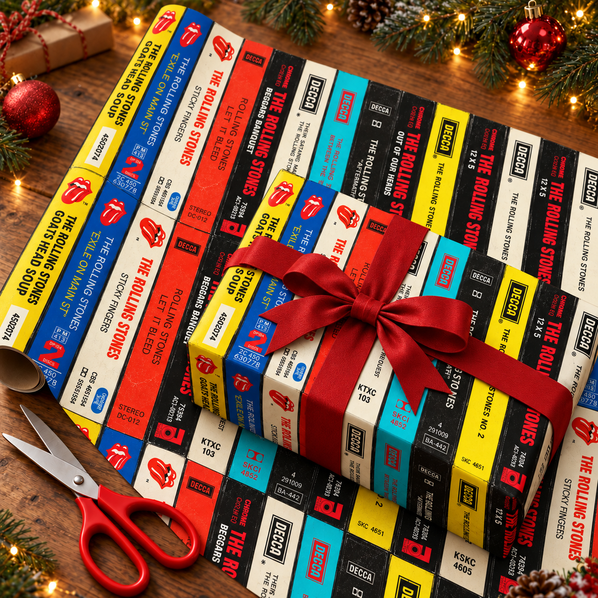 The Rolling Stones Cassette Spines Wrapping Paper - Vintage Audio Tape Rock Band Gift Wrap
