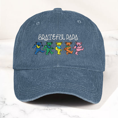 Grateful Papa Dancing Bears Denim Cap – Vintage Music Grateful Dead Merch Gift for Dad (With Box)