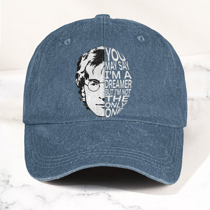 John Lennon You May Say I'm A Dreamer But I'm Not The Only One Denim Cap – Retro Rock Music Fan Cap Gift For Dad (With Box)