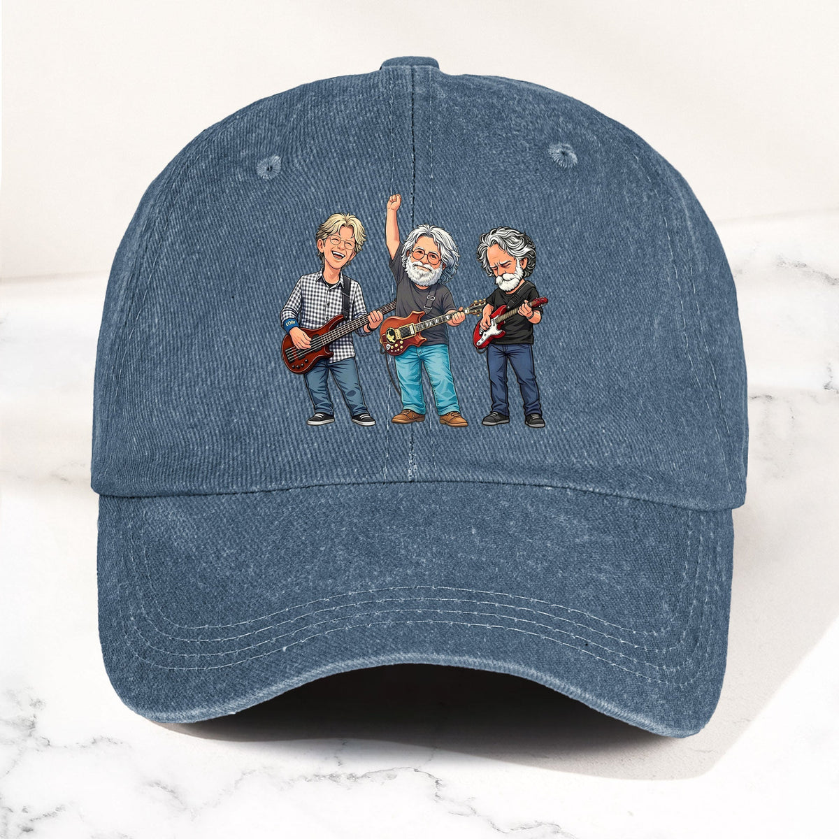 Grateful Dead Denim Dad Cap – Jerry Garcia Band Members Tribute Jam Band Hat (With BOX)