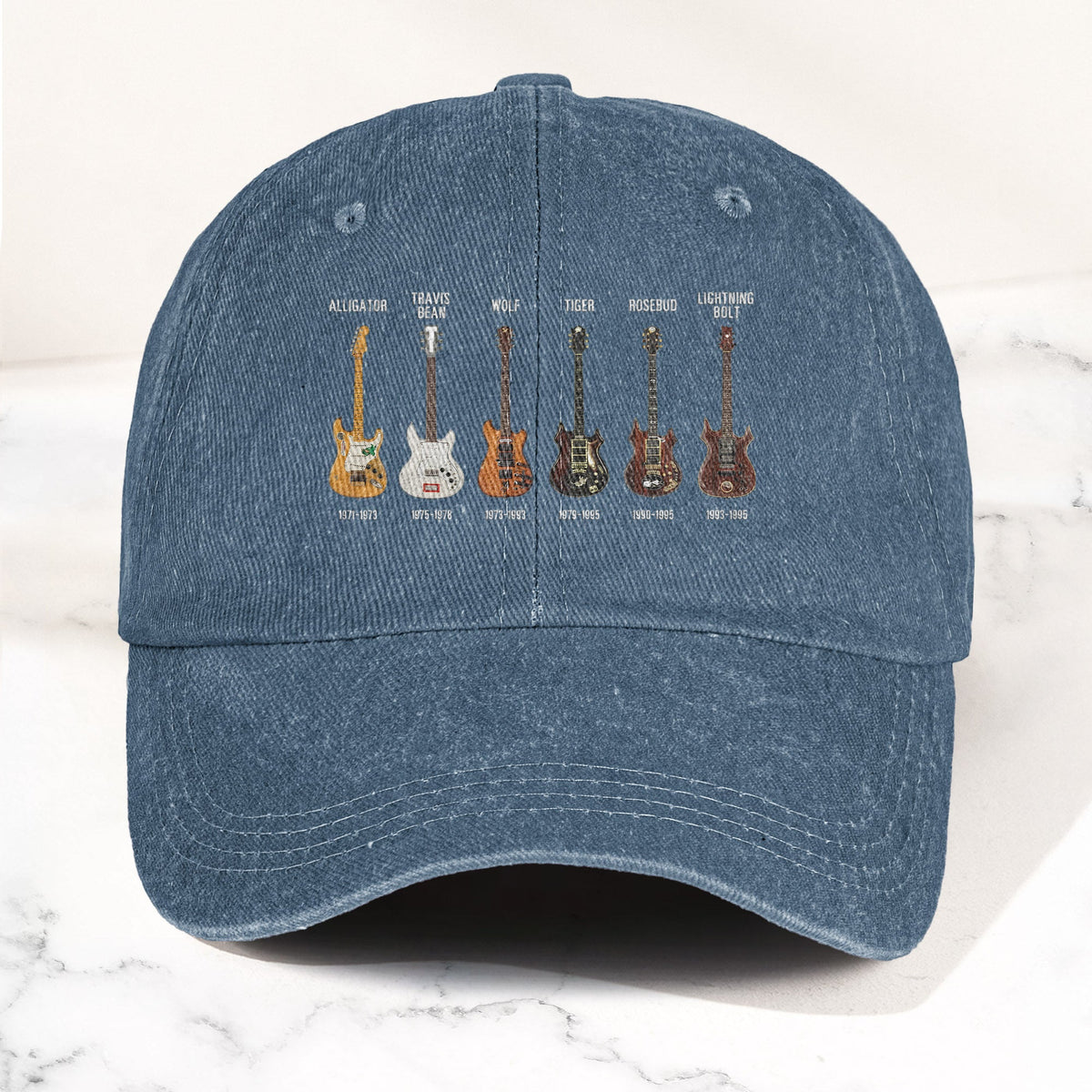 Jerry Garcia Famous Guitars Denim Cap – Vintage Music Grateful Dead Merch Gift for Dad (With Box)