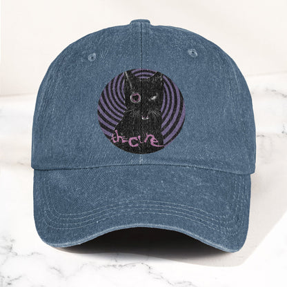 The Cure Black Cat Denim Cap – Retro The Cure Tribute Merch Dad Hat (With Box)