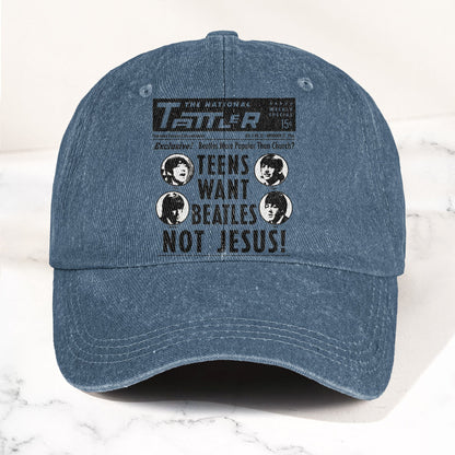 Teens Want Beatles Not Jesus Denim Cap – Retro Rock Music Fan Cap (With Box)