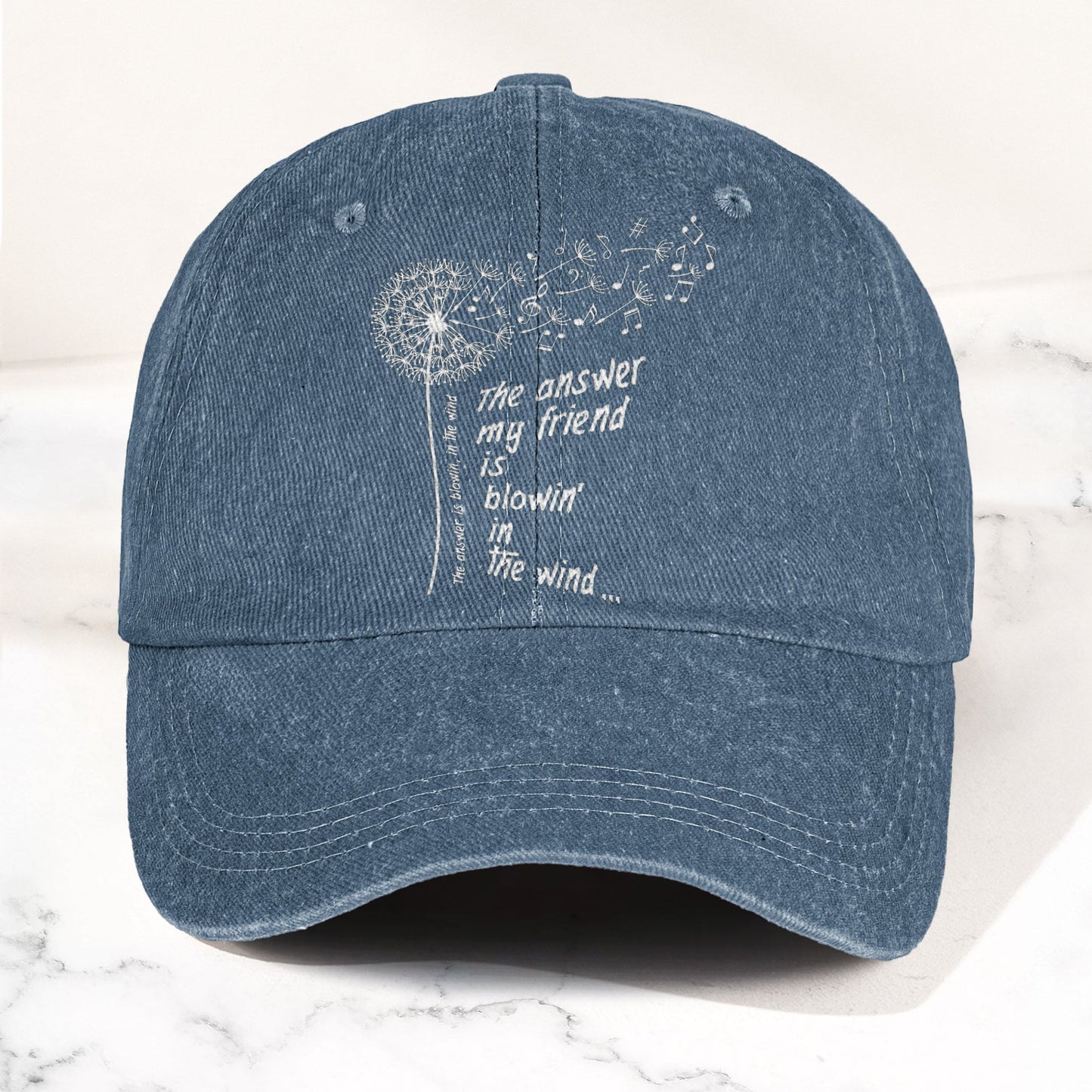 Bob Dylan Blowin In The Wind Dandelion Lyrics Folk Music Merch Denim Cap – Retro Vintage Dad Cap Gift For Dad (With Box)