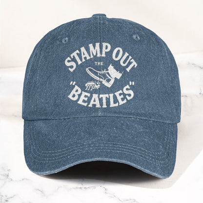 The Beatles Stamp Out Vintage 1960s Satire Graphic Music Merch Denim Cap – Retro Vintage Dad Cap Gift For Dad (With Box)