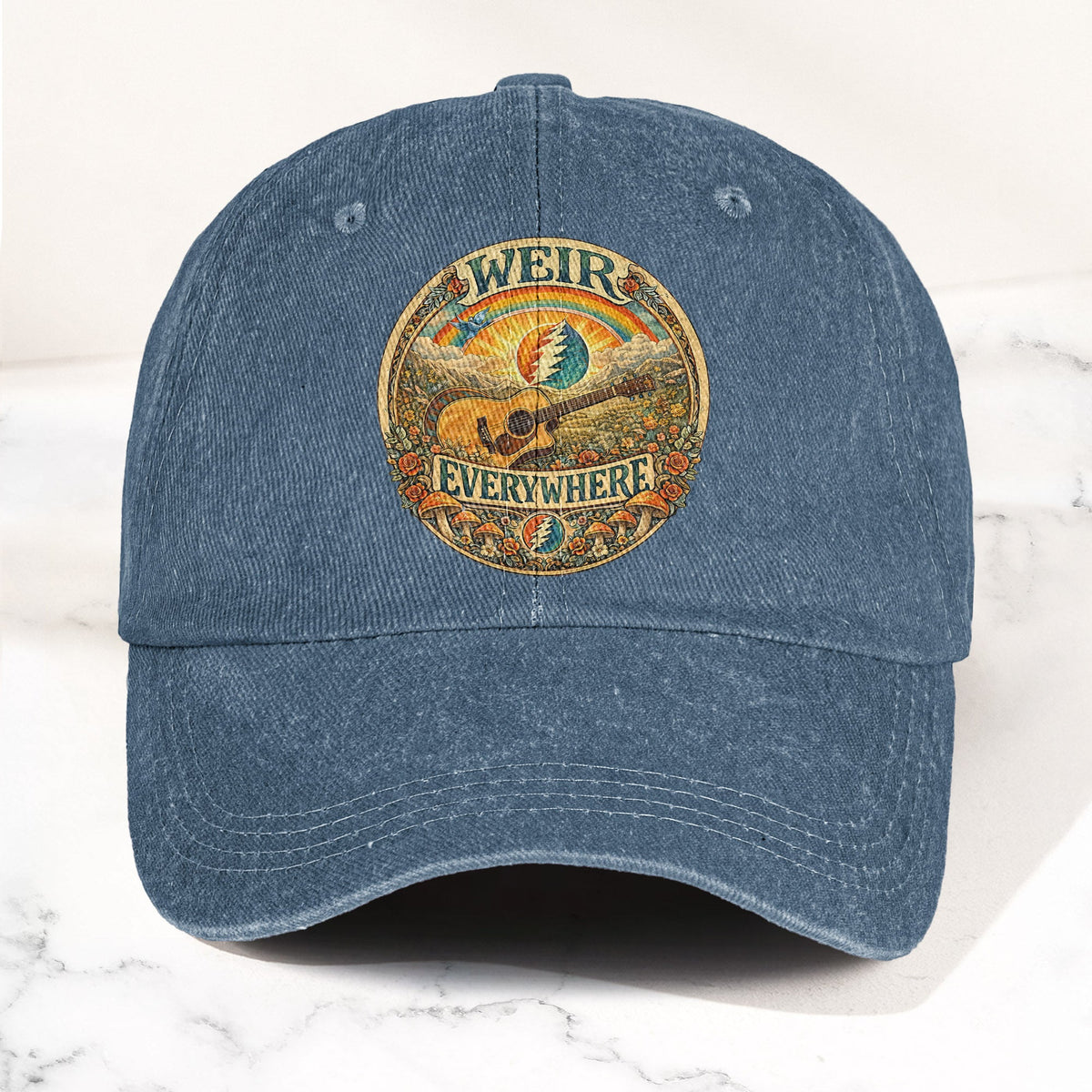 Grateful Dead Bob Weir Everywhere Acoustic Guitar Denim Cap – Retro Vintage Dad Cap Gift For Dad (With Box)