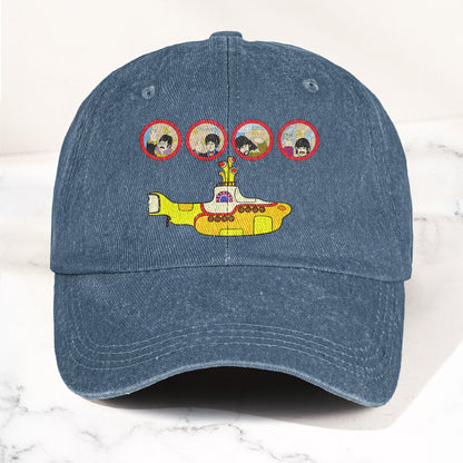 Yellow Submarine from The Beatles 1968 Cartoon Film Denim Cap – Retro Music Fan Concert Cap Gift For Dad (With Box)