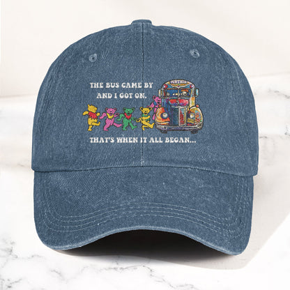Grateful Dead Further Bus And Dancing Bears Denim Cap – Vintage Music Grateful Dead Merch Gift for Dad (With Box)