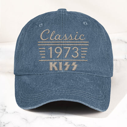 Kiss Classic 1973 Est Hard Rock Glam Metal Band Music Merch Denim Cap – Retro Vintage Dad Cap Gift For Dad (With Box)