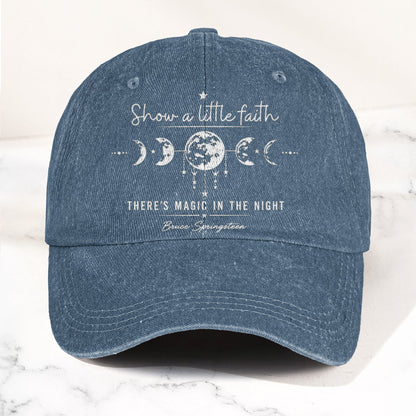 Bruce Springsteen Show a little faith, there's magic in the night Denim Cap – Retro Rock Music Fan Cap (With Box)
