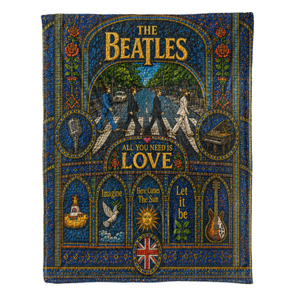 The Beatles Abbey Road Sherpa Blanket – Yellow Submarine Stained Glass Blanket