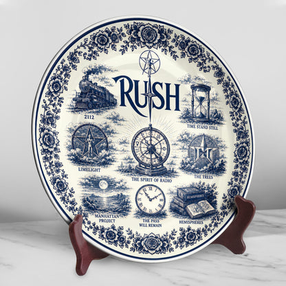 Rush Decorative Ceramic Plate with Display Stand – Classic Rock Songs Memorabilia Gift