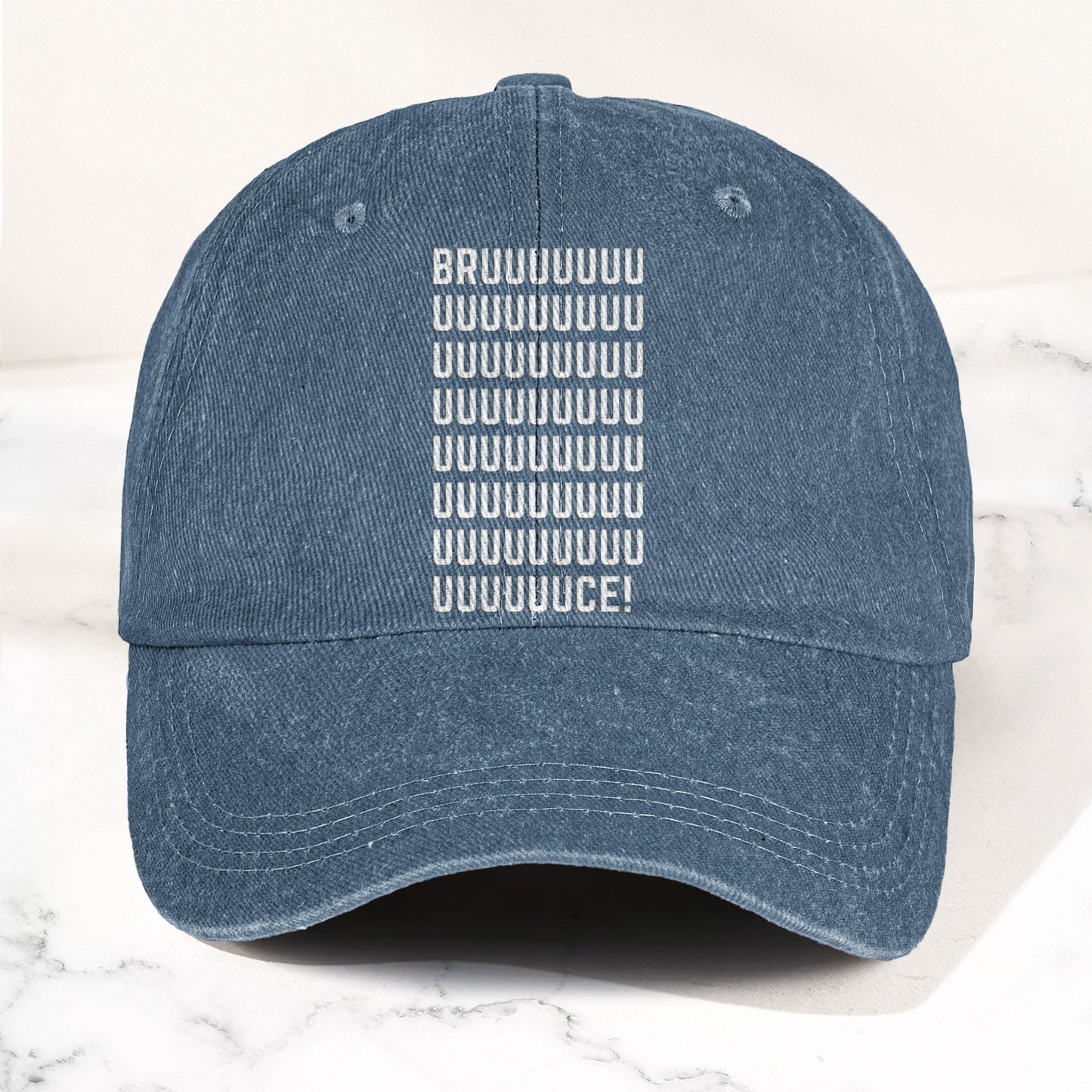 Bruce Springsteen BRUUUUCE! Text Denim Cap – Retro Rock Music Fan Cap (With Box)
