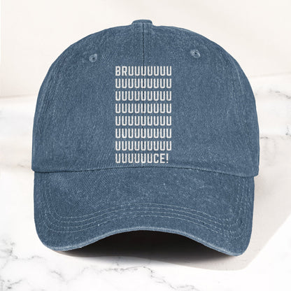 Bruce Springsteen BRUUUUCE! Text Denim Cap – Retro Rock Music Fan Cap (With Box)