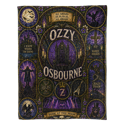 Ozzy Osbourne Sherpa Blanket – Crazy Train Stained Glass Blanket