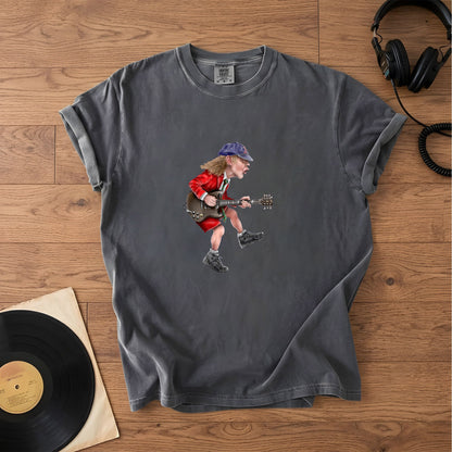 Angus Young Ripping On His Guitar Comfort Tee – Classic Music Graphic Shirt