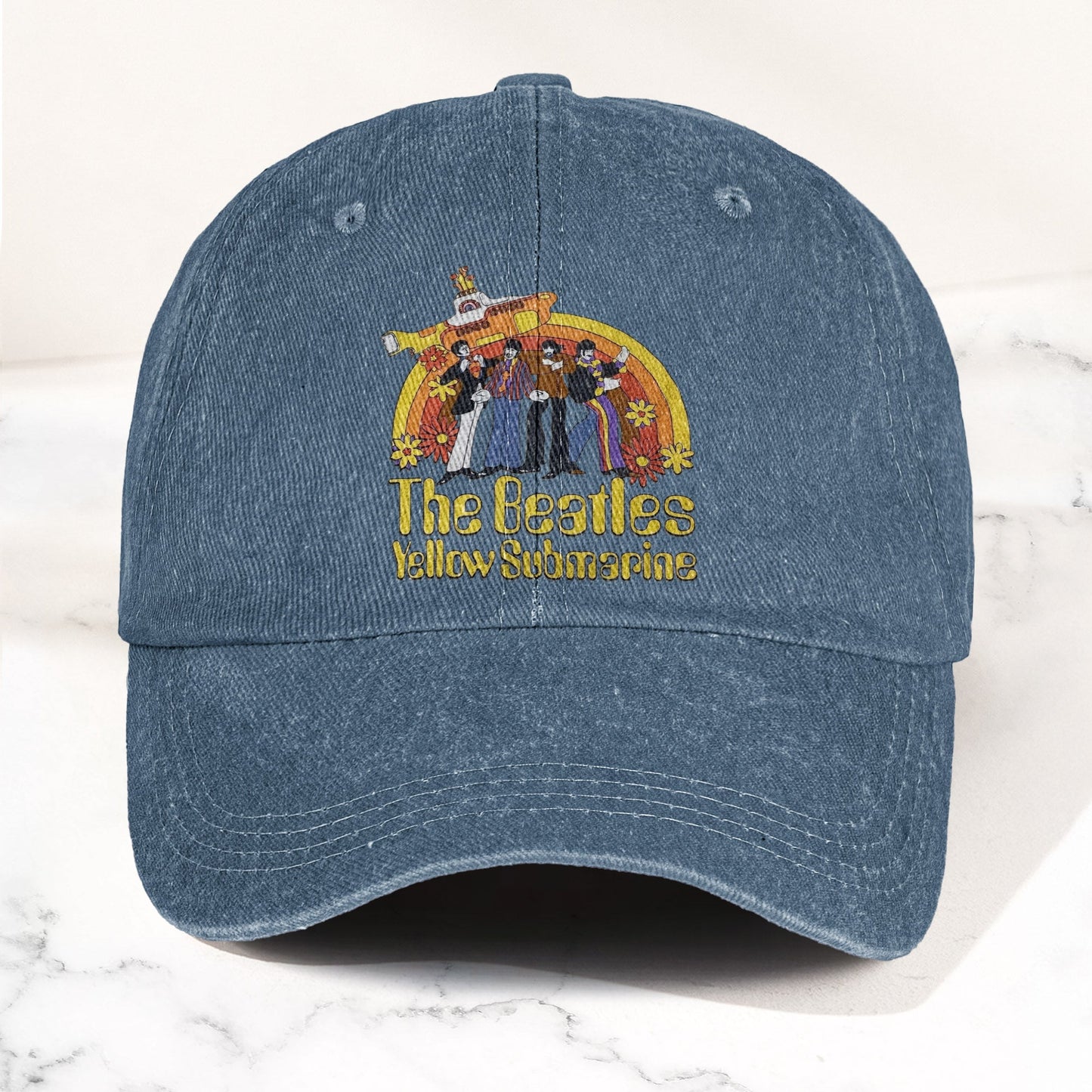 The Beatles Yellow Submarine Denim Dad Cap – Iconic Album Design ( With BOX)