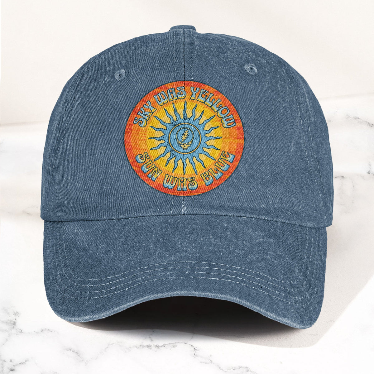 Grateful Dead Sky Was Yellow Sun Was Blue Denim Cap – Retro Vintage Dad Cap Gift For Dad (With Box)