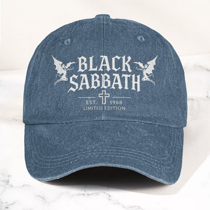 Black Sabbath Band Logo Est 1968 Denim Cap – Retro Vintage Dad Cap Gift For Dad (With Box)