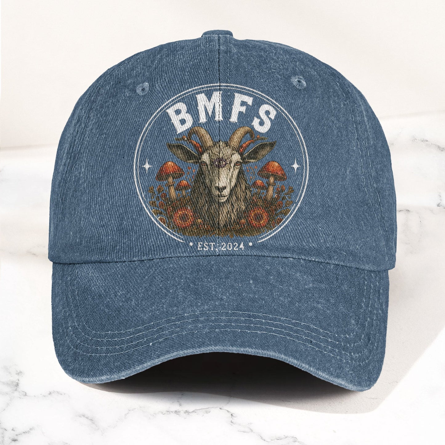 Billy Strings BMFS Goat Three Eyed Goat Mushroom Vintage Graphic Denim Cap – Retro Vintage Dad Cap Gift For Dad (With Box)