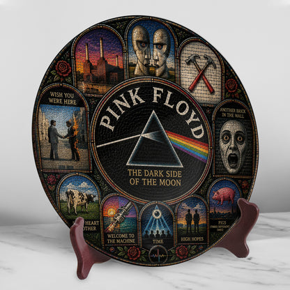 Pink Floyd Decorative Ceramic Plate with Display Stand – Classic Rock Album Art Gift