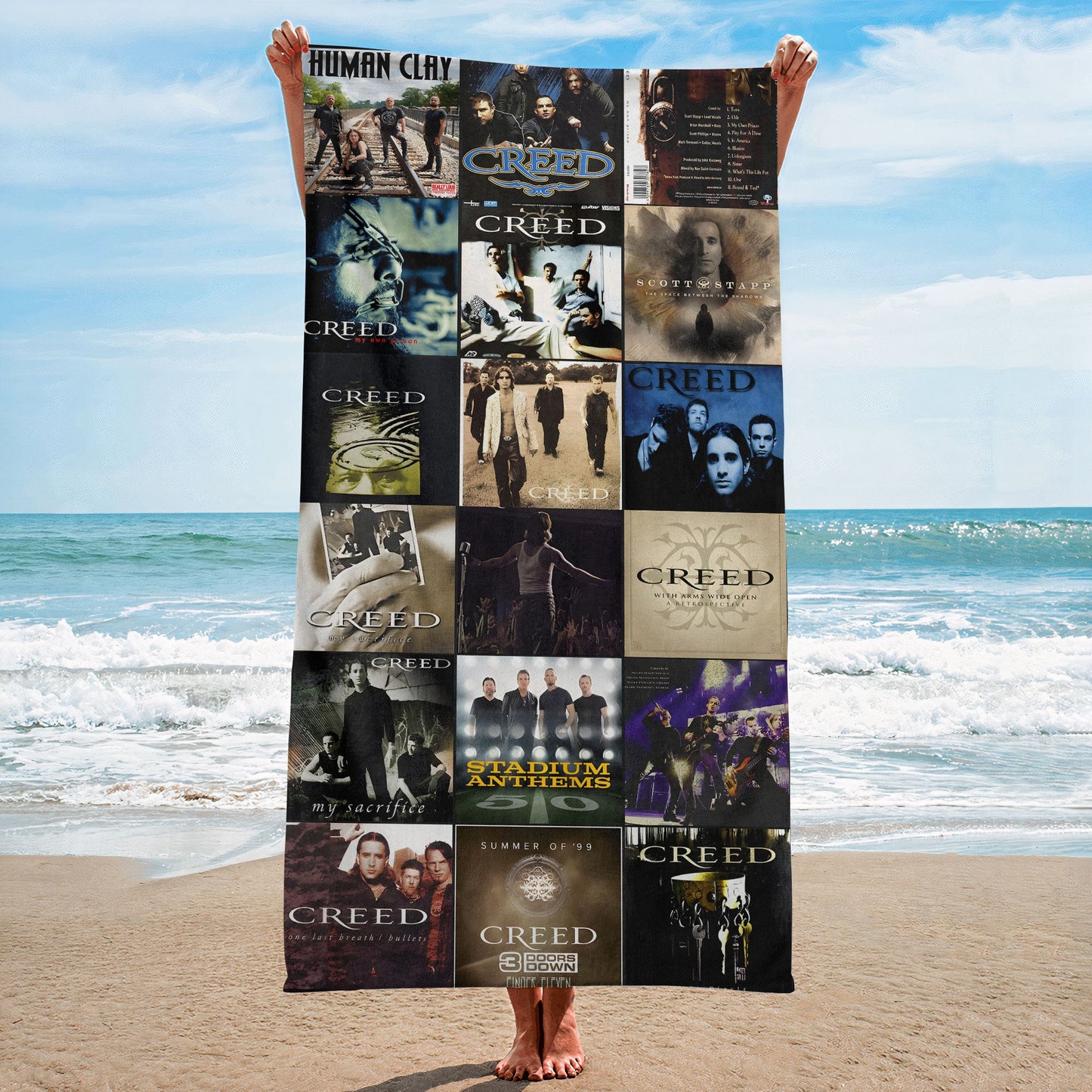 Creed Beach Towel – Album Cover Collage Classic Rock Towel