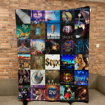 Styx Sherpa Blanket – Iconic Album Cover Collage Cozy Throw for Classic Rock Fans