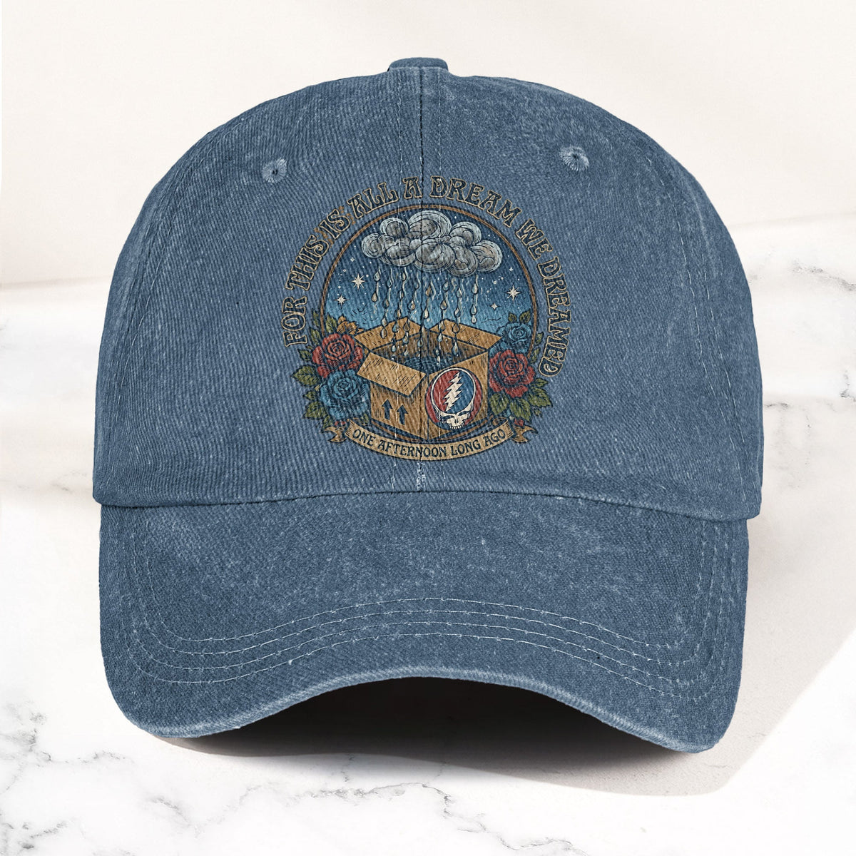 Grateful Dead Box Of Rain Dream We Dreamed Music Merch Denim Cap – Retro Vintage Dad Cap Gift For Dad (With Box)
