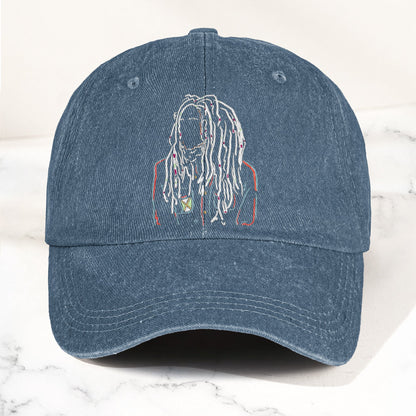 Bob Marley Portrait Casual Denim Cap – Retro Music Fan Concert Cap Gift For Dad (With Box)