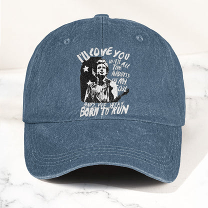Bruce Springsteen Born to Run Lyrics Denim Cap – Retro Rock Music Fan Cap (With Box)