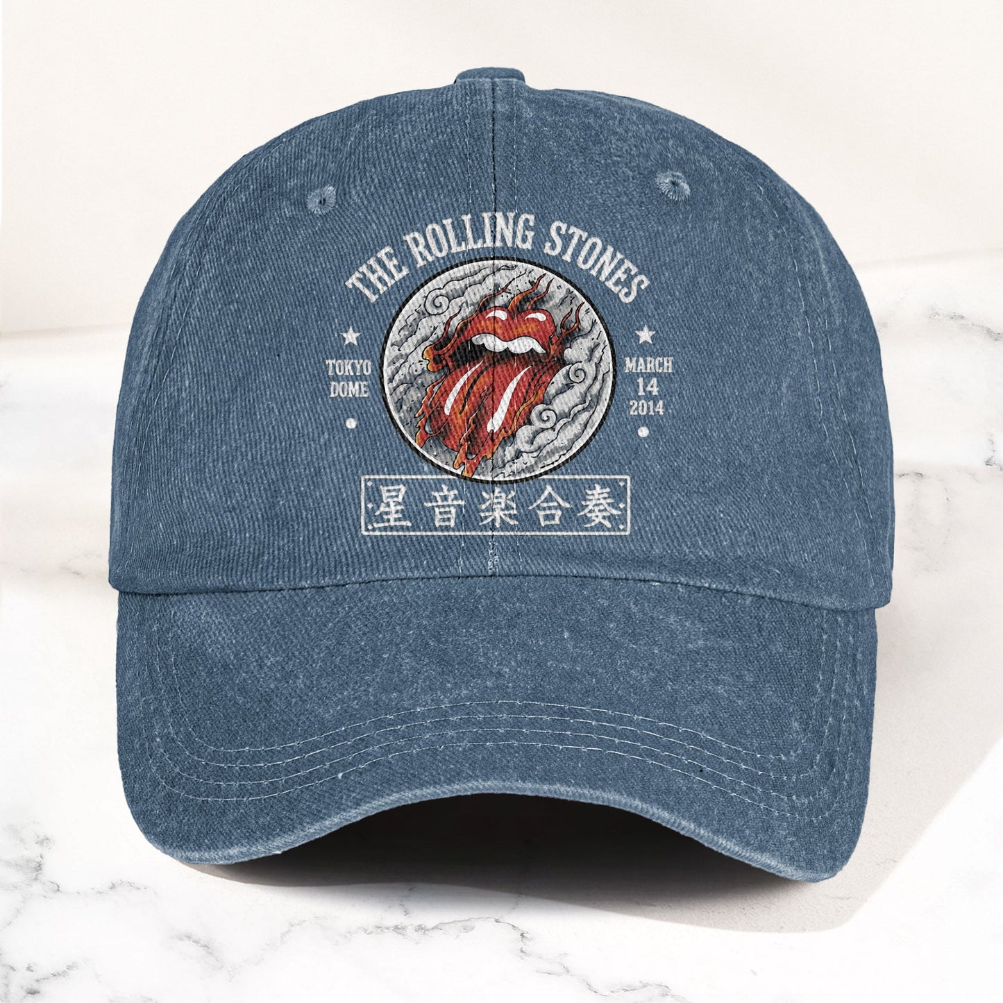 The Rolling Stones 2014 Tokyo Dome Concert Vintage Denim Cap – Retro Dad Cap (With Box)