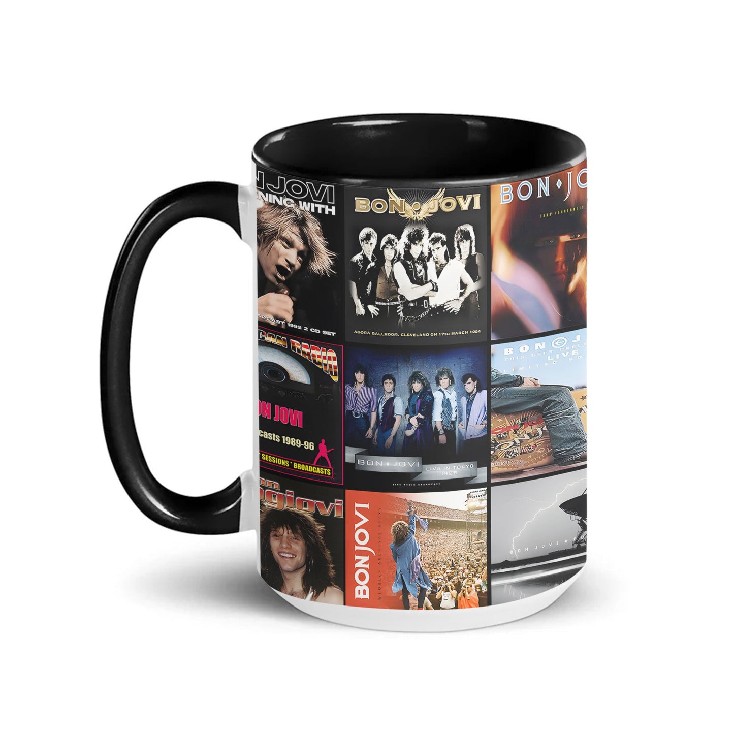 Bon Jovi Accent Mug – Rock Classics Album Cover Collage Gift