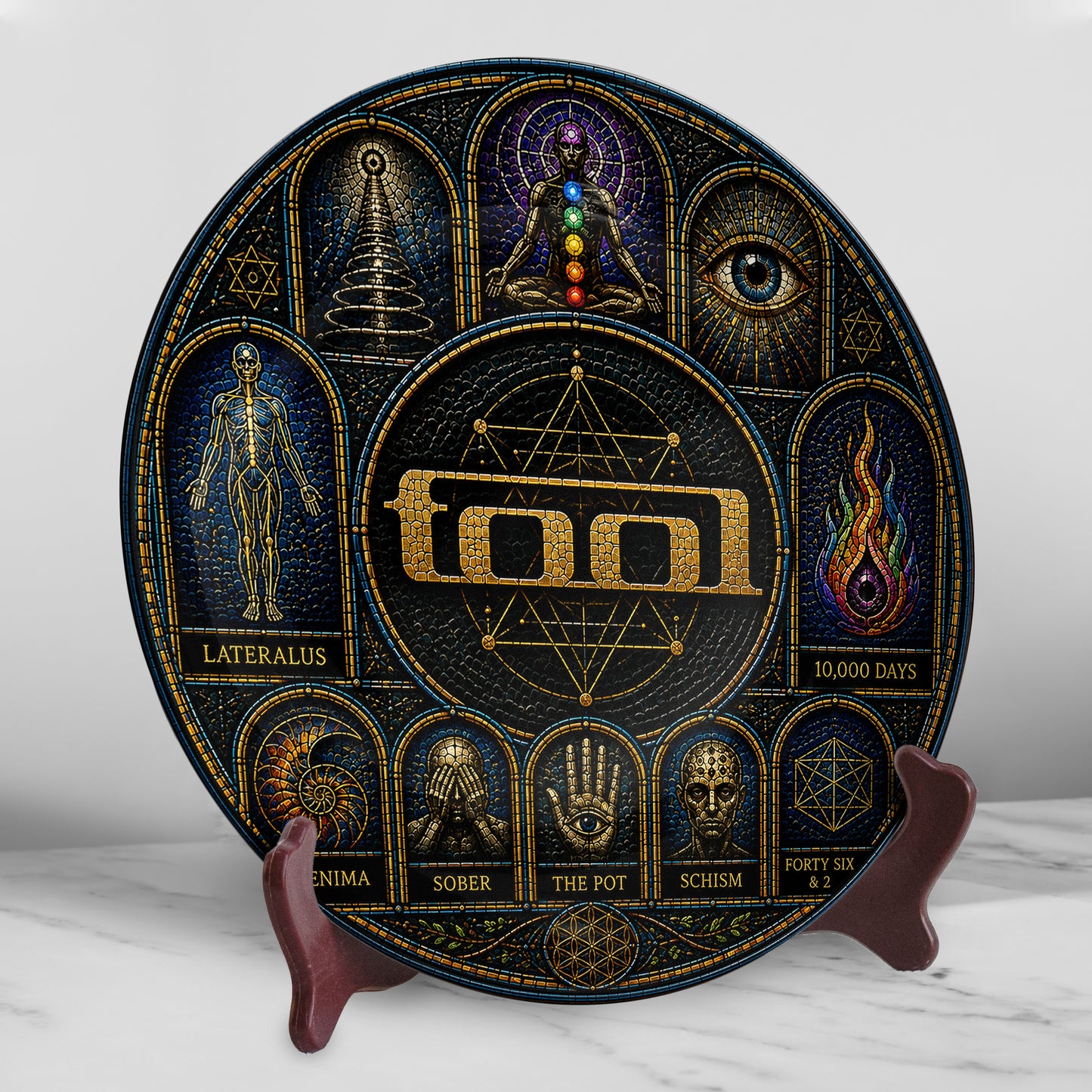 Tool Decorative Ceramic Plate with Display Stand – Progressive Metal Music Gift