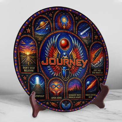 Journey Band Decorative Ceramic Plate with Stand – Stained Glass Rock Art Gift
