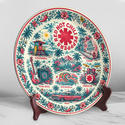Red Hot Chili Peppers Ceramic Display Plate with Stand – California Rock Art Decor
