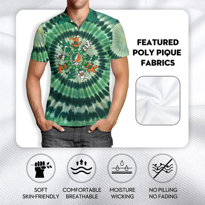 Grateful Dead St. Patrick’s Day Dancing Bears Polo – Retro Irish Nostalgia