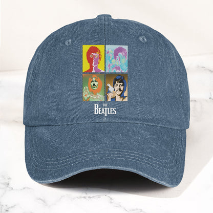 The Beatles Denim Dad Cap – Pop Art Portrait Grid Design (With BOX)