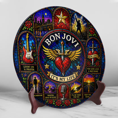 Bon Jovi Decorative Ceramic Plate with Display Stand – Classic Rock Music Memorabilia Gift