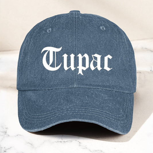 2Pac Denim Dad Cap – Classic Old English Logo Design ( With BOX)