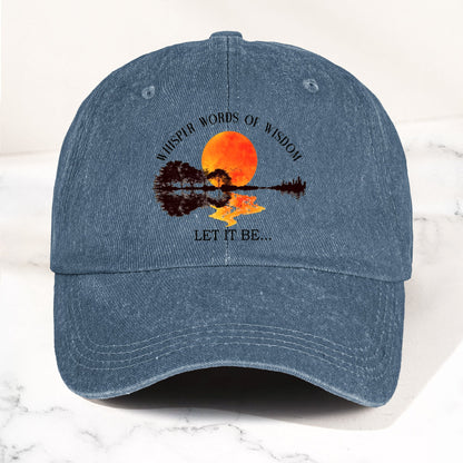 The Beatles Let It Be Whisper Words Of Wisdom Lyrics Graphic Denim Cap – Retro Rock Music Fan Cap (With Box)