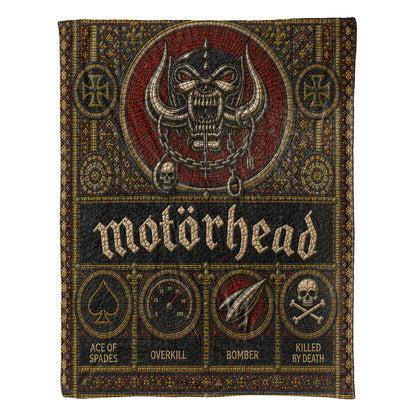 Motorhead Sherpa Blanket – Snaggletooth Warpig Stained Glass Heavy Metal Blanket