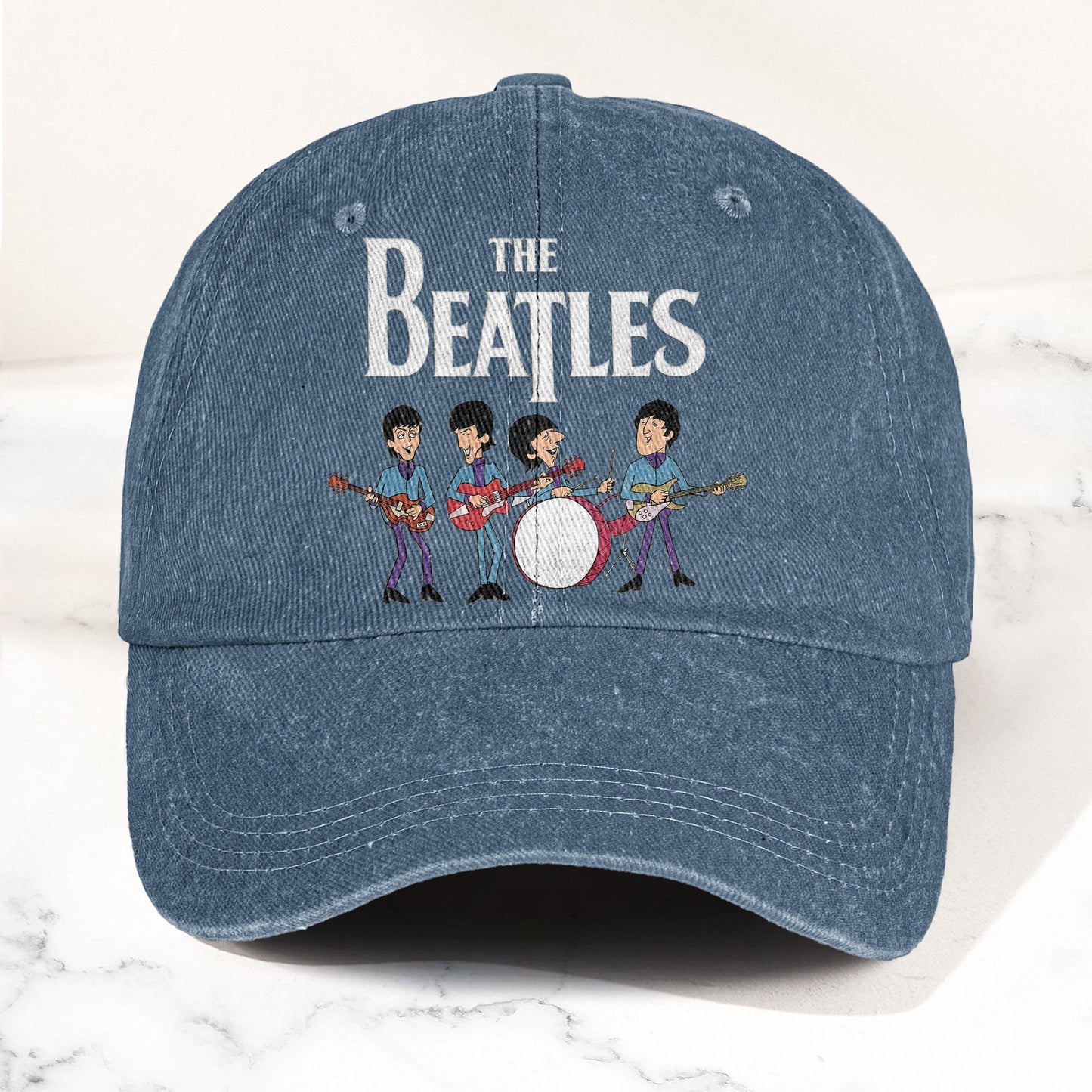 The Beatles Fab Four Cartoon Denim Cap – Retro Vintage Dad Cap Gift For Dad (With Box)