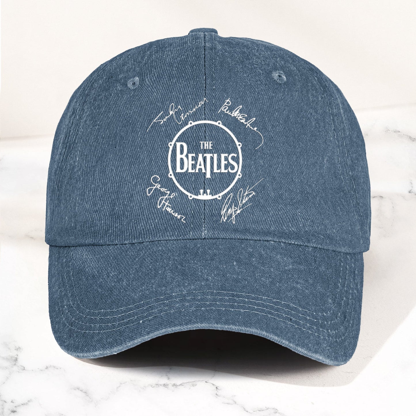 The Beatles Denim Dad Cap – Classic Drum Logo Signature Design ( With BOX)