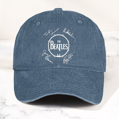 The Beatles Denim Dad Cap – Classic Drum Logo Signature Design ( With BOX)