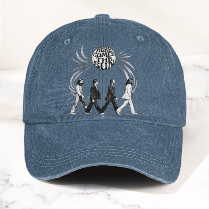 The Beatles Here Comes the Sun Denim Cap – Retro Rock Music Fan Cap Gift For Dad (With Box)