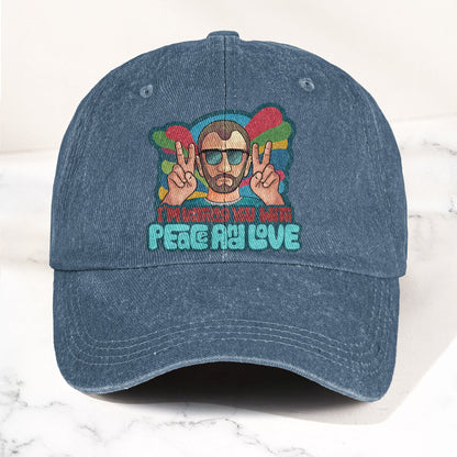Beatles Ringo Starr Warning You With Peace and Love Denim Cap – Retro Rock Music Fan Cap (With Box)
