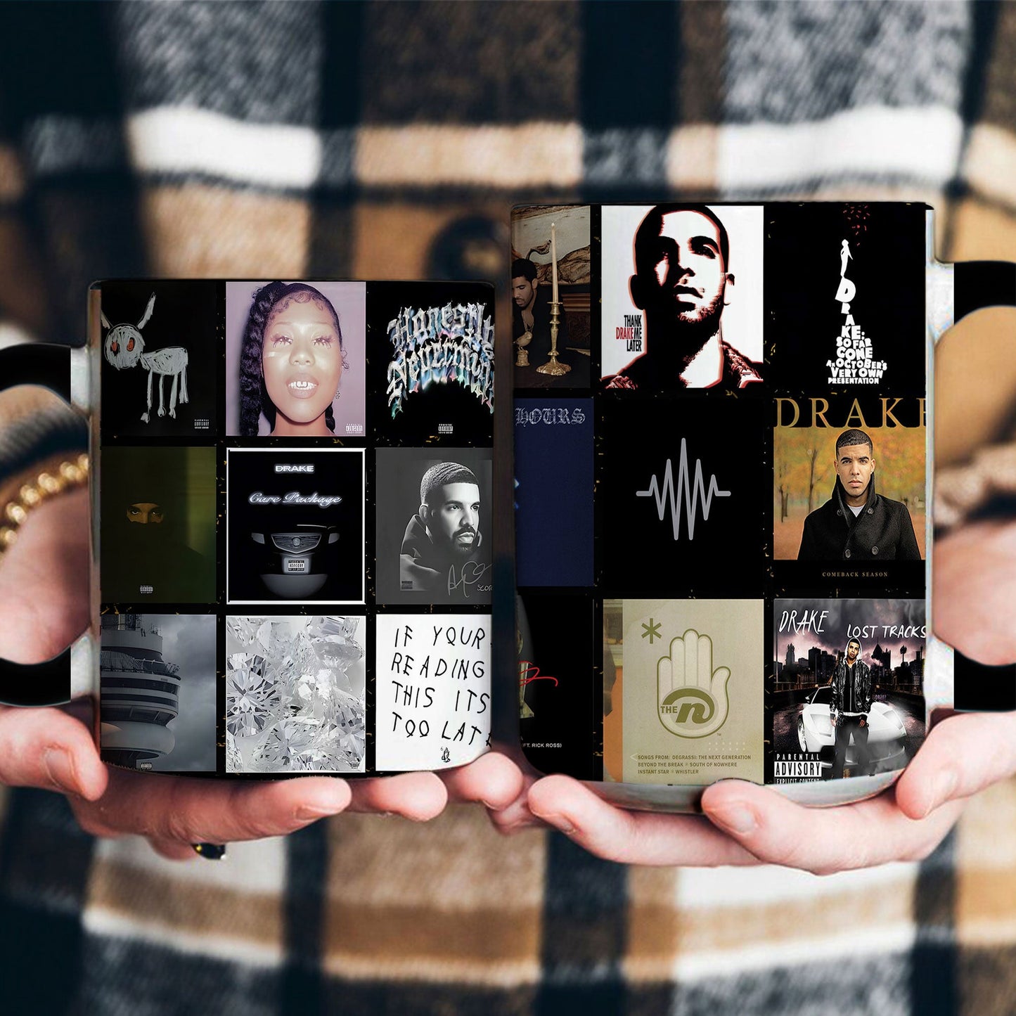 Drake Accent Mug – Iconic Album Cover Collage Gift for Hip-Hop & R&B Fans
